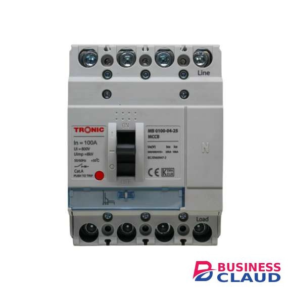 Tronic MB 0100-04-25 100 Amps 4 Pole MCCB Breaker