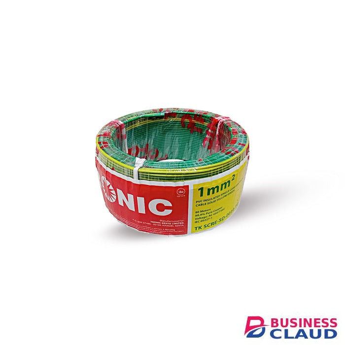 Tronic TK SCRE-SD-0010-YG PVC Insulated Yellow-Green 90M Single Core Electrical Cable