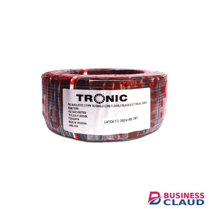 Tronic TK FLEX-01-0025-BK 90m PVC Insulated 2.5mm² Single Core Flexible Black Cable
