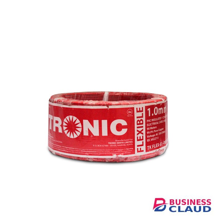 Tronic TK FLEX-01-0010-RD 90M 1.0mm² PVC Insulated, Single Core Flexible Red Electrical Cable