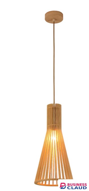 Tronic PL WD25-34 20cm Wood Pendant Lamp Tall Cone Design