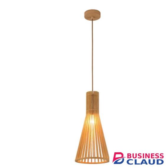 Tronic PL WD25-34 20cm Wood Pendant Lamp Tall Cone Design