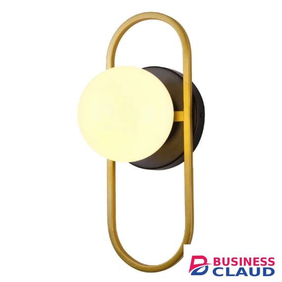 Tronic PL 1162-01-GO Golden Loop Wall Light with White Globe