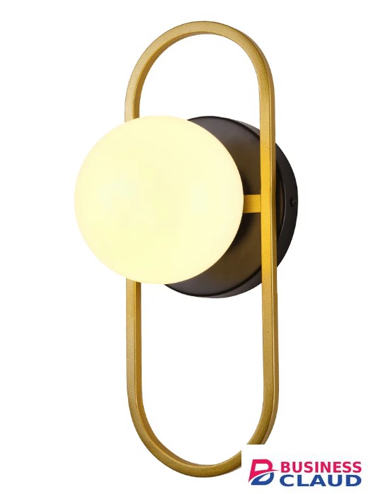 Tronic PL 1162-01-GO Golden Loop Wall Light with White Globe