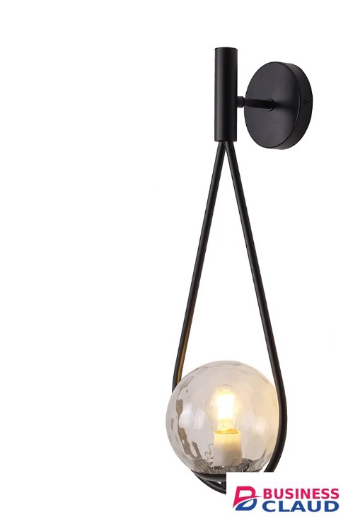 Tronic PL 1166-01-BK Teardrop Glass Accent Black Finish Wall Light