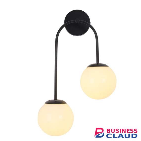 Tronic PL 1154-02-RT-BK Dual Globe Curve Black Finish Wall Light