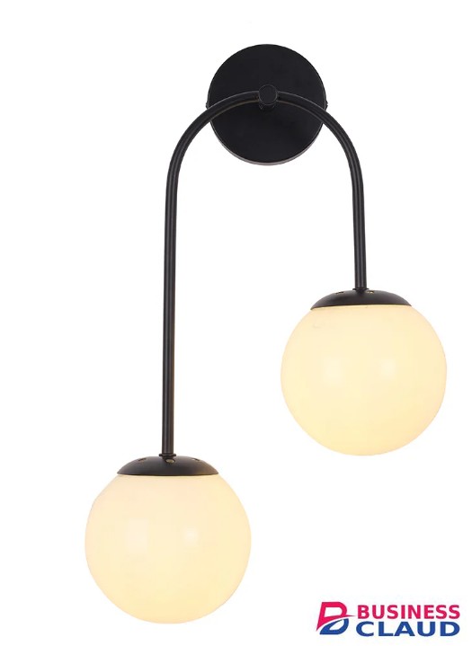 Tronic PL 1154-02-RT-BK Dual Globe Curve Black Finish Wall Light
