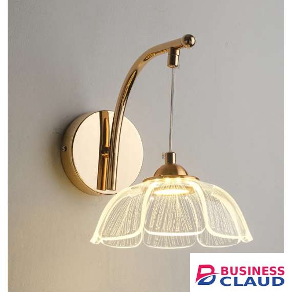 Tronic WH 2514-GO-TC Golden Curve Wall Light with Clear Acrylic Shade
