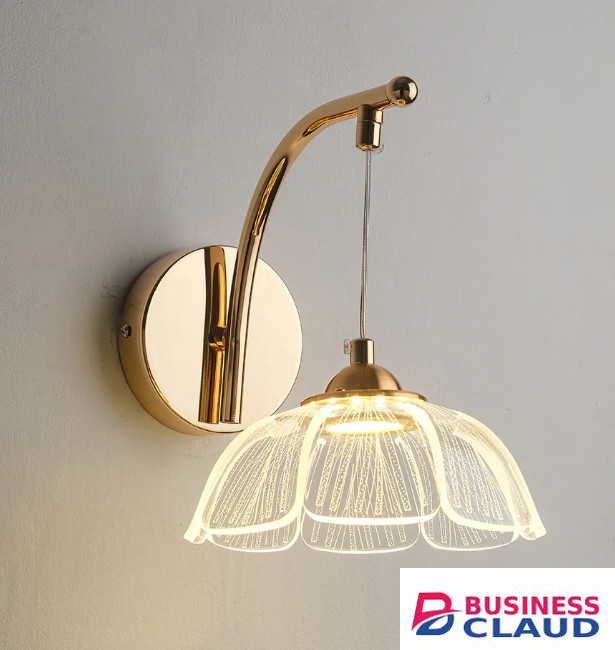Tronic WH 2514-GO-TC Golden Curve Wall Light with Clear Acrylic Shade