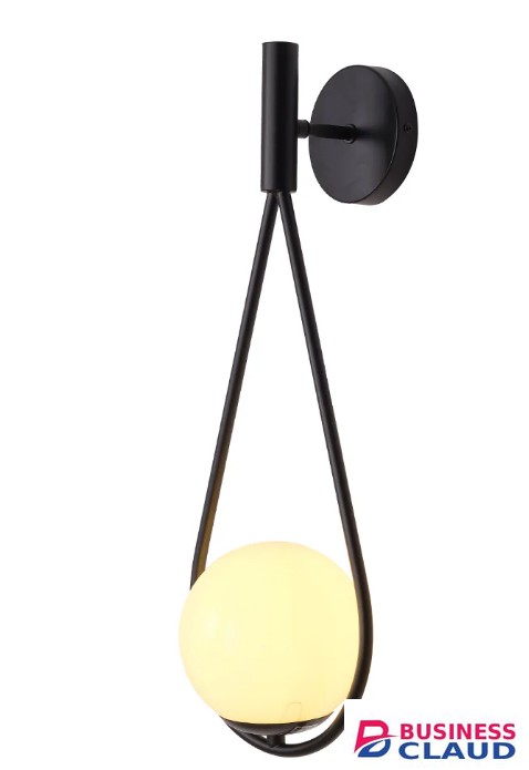 Tronic PL 1165-W1-BK Teardrop Globe Black Finish Wall Light