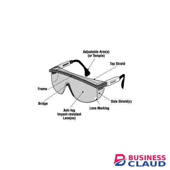 Clear safety goggles with black frame & clear lens