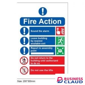 Fire Action with Contact Information of Emergency Service Sign