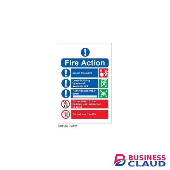 Fire Action with Contact Information of Emergency Service Sign
