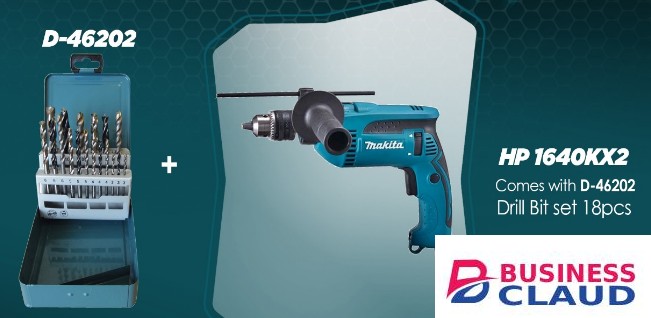 Makita HP 1640KX2 Drill+18Pcs DRILL BIT SET