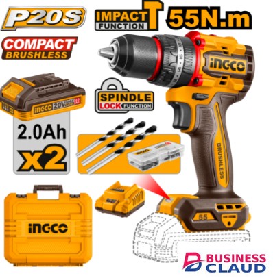 Ingco CIDLI20558 20V LI-ION Compact Brushless Cordless Impact Drill