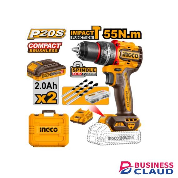 Ingco CIDLI20558 20V LI-ION Compact Brushless Cordless Impact Drill