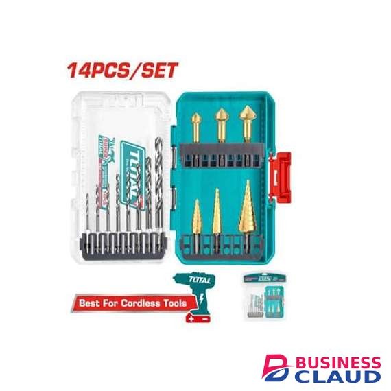 TOTAL TACSDL61401 4341 HSS Drill and Step 14 Set Drill Bits