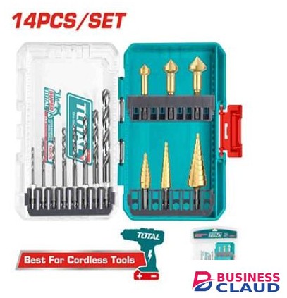 TOTAL TACSDL61401 4341 HSS Drill and Step 14 Set Drill Bits