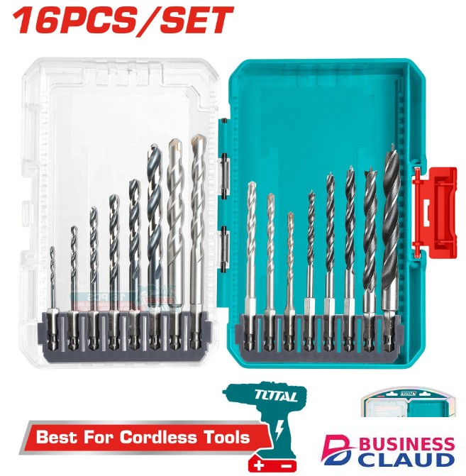 Total TACSDL11601 16PCS Metal, Concrete and wood drill bits set