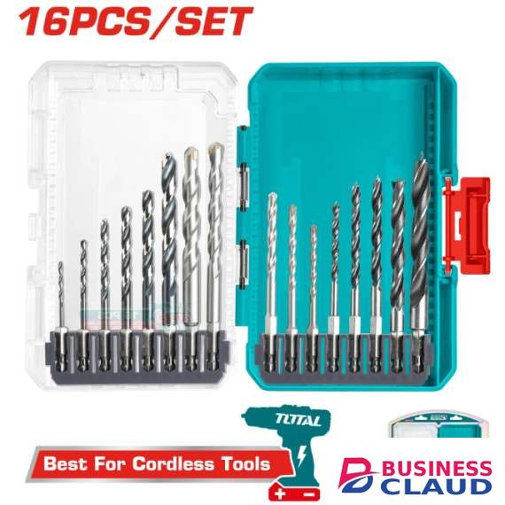 Total TACSDL11601 16PCS Metal, Concrete and wood drill bits set