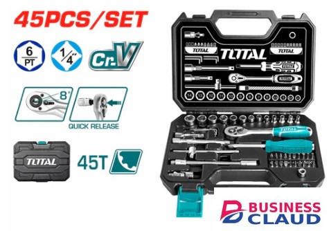 Total THT141451 45Pcs 1/4″ socket set