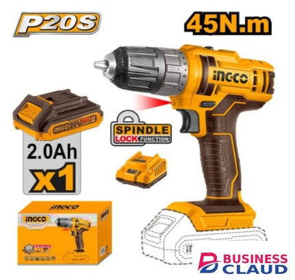 Ingco CDLI200518 20V 45Nm LI-ION Cordless Drill