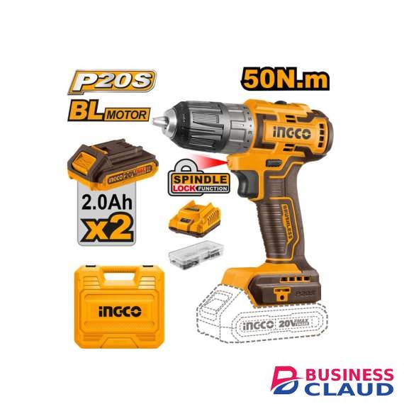 Ingco CDLI20508 20V LI-ION 50Nm Cordless Brushless Drill