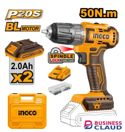 Ingco CDLI20508 20V LI-ION 50Nm Cordless Brushless Drill
