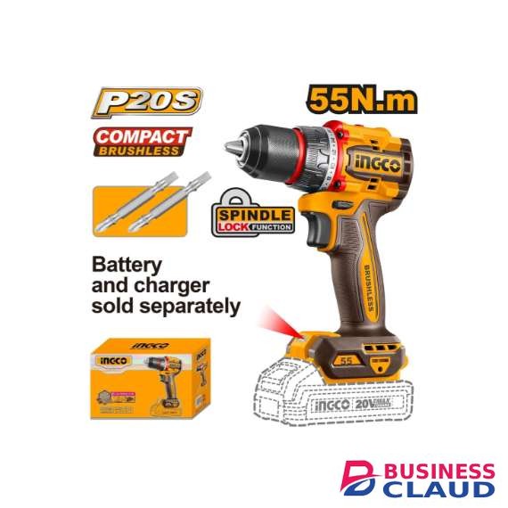Ingco CDLI205581 55NM Compact Brushless Cordless Drill.