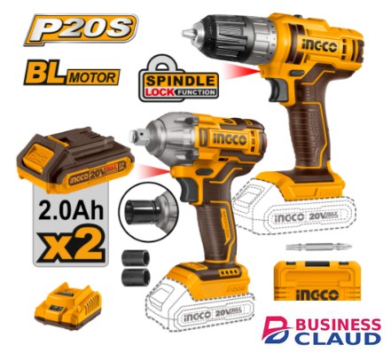 Ingco COSLI230702 20V 2PCS LI-ION Cordless Combo Kit