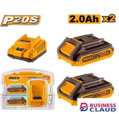 Ingco FBCPK1222 20V LI-ION 2.0Ah Battery and Charger Kit