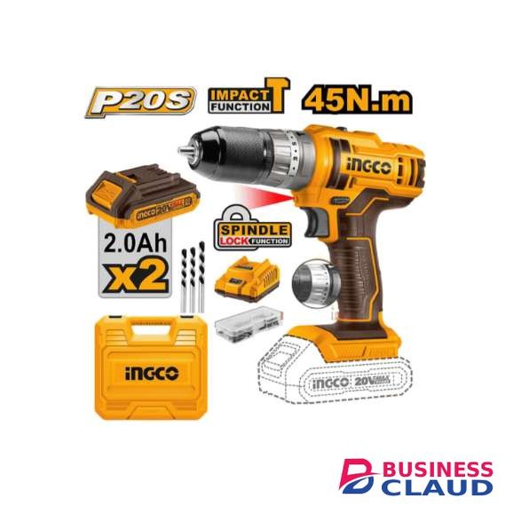 Ingco CIDLI201452 20V LI-ION 45Nm Cordless Impact Drill