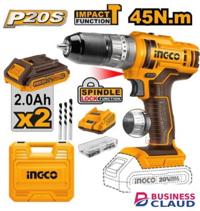 Ingco CIDLI201452 20V LI-ION 45Nm Cordless Impact Drill