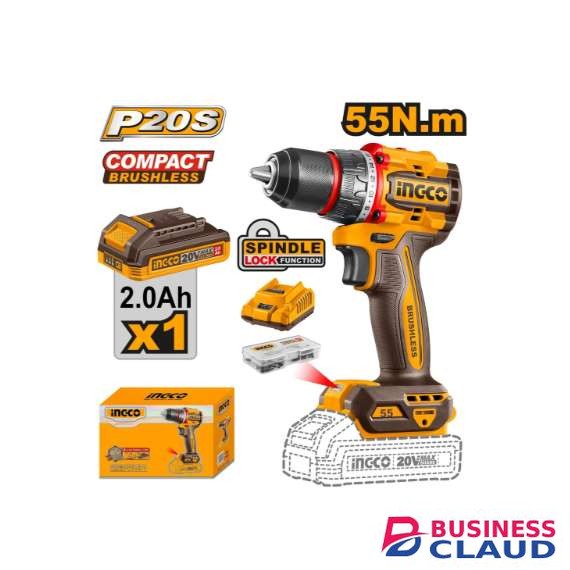 Ingco CDLI205582 55NM Compact Brushless Cordless DRILL