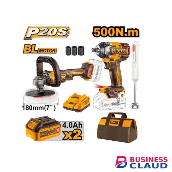 Ingco COSLI240686 20V LI-ION Cordless 3 PCS Combo Kit