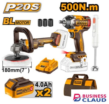 Ingco COSLI240686 20V LI-ION Cordless 3 PCS Combo Kit