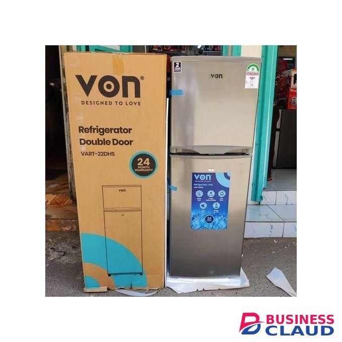 VON Refrigerator/Double Door Fridge 138L – Silver