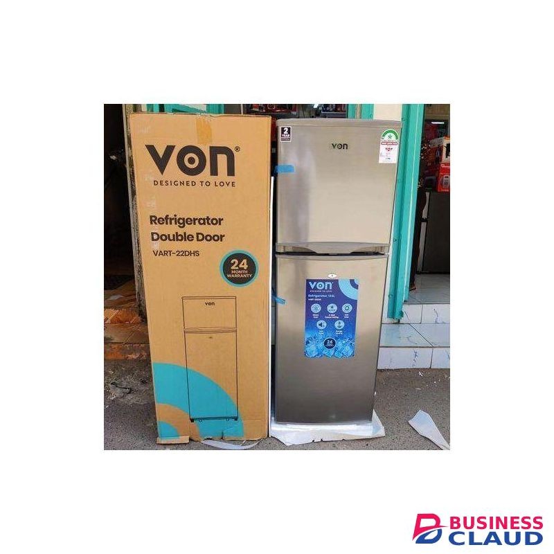 VON Refrigerator/Double Door Fridge 138L – Silver