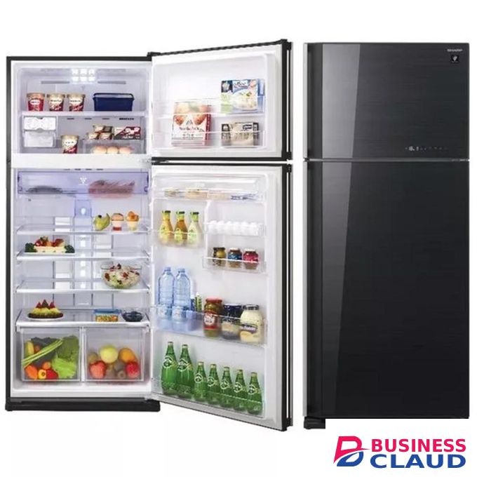 Sharp No Frost Refrigerator 396Ltr Double Door Refrigerator Top Mounted Freezer Silver Ag+ Nano Deodorizer Filter Energy Efficient - 3yr Warranty