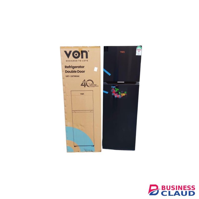 VON 247L Double Door Fridge, No Frost , Top Mount Freezer, Direct Cool Refrigerator (NO FROST)