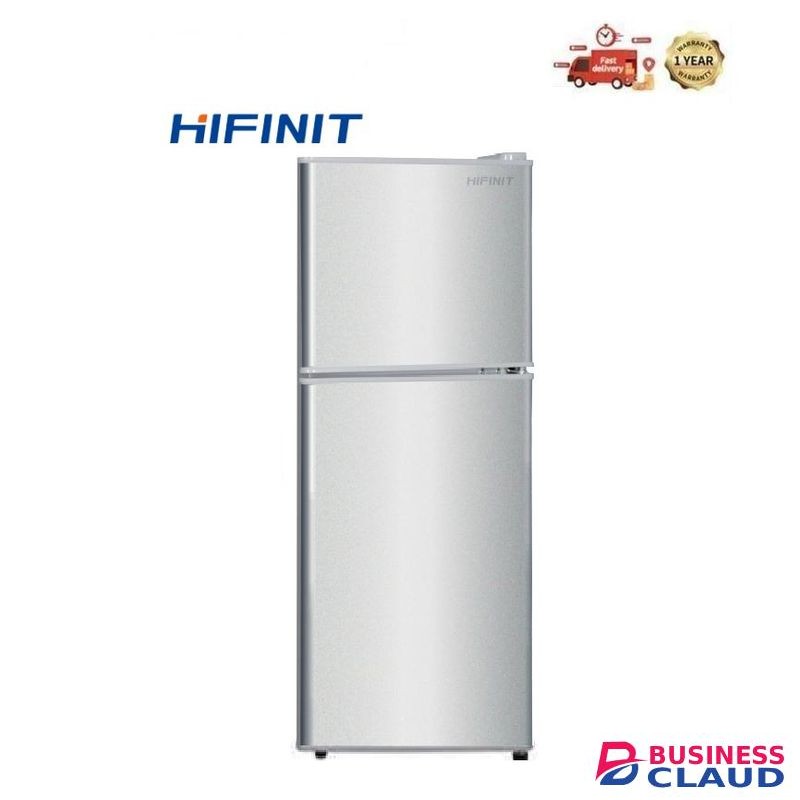 Hifinit European Brand Fridge 138Liters Double Doors Refrigerator Direct Cool Freezer Energy Saving RF138L-Silver (15 MONTHS WRTY)