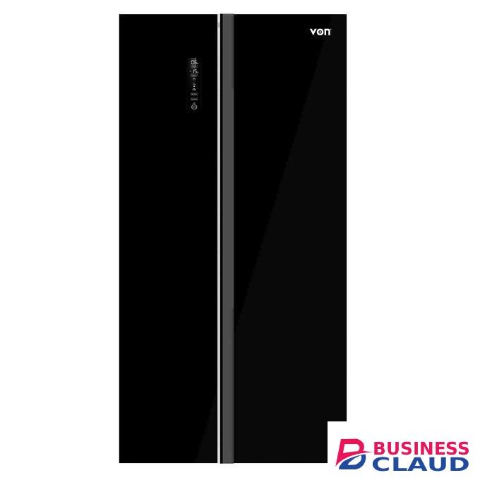 VON 429L Side By Side Refrigerator – Smart No Frost Cooling (Black Mirror Glass)