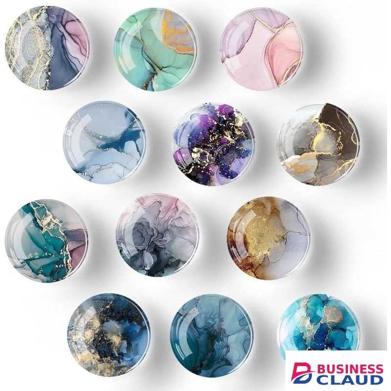 12Pcs Marble Texture Crystal Refrigerator Glass Magnetics