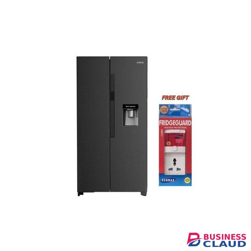 Ecomax 454 litres dark silver side by side with dispenser refrigerator