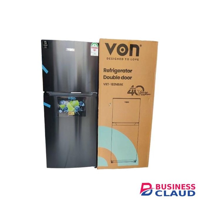 VON 181L Refrigerator Dark Silver No Frost large capacity double door