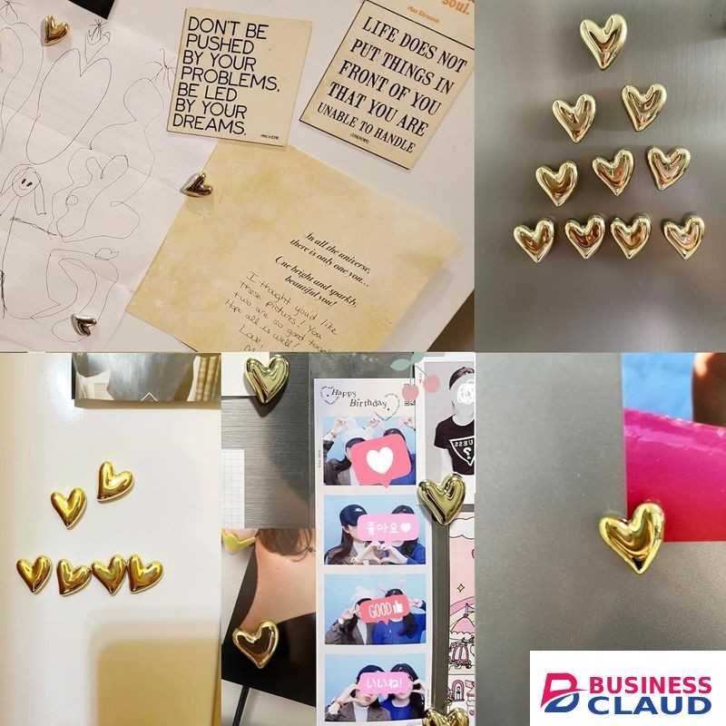 12 Pieces Gold Heart Fridge Stickers for Home Kitchen Office Whiteboard Decoration