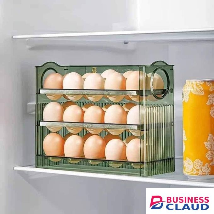 Autoflip Fridge Egg Storage Plastic Box Egg Holder for Refrigerator Large Capacity Space Saving Rack for 30 Eggs Convenient Refrigerator Door Organizer Durable Transparent Design