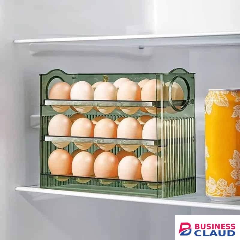 Autoflip Fridge Egg Storage Plastic Box Egg Holder for Refrigerator Large Capacity Space Saving Rack for 30 Eggs Convenient Refrigerator Door Organizer Durable Transparent Design