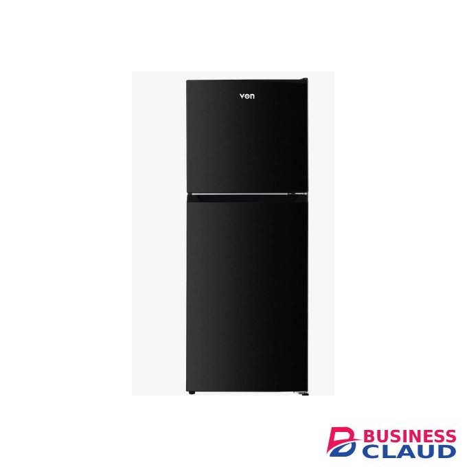 VON 181L No Frost Refrigerator Double Door Top Mounted Freezer Energy Saving Twist Ice Tray Dark INOX