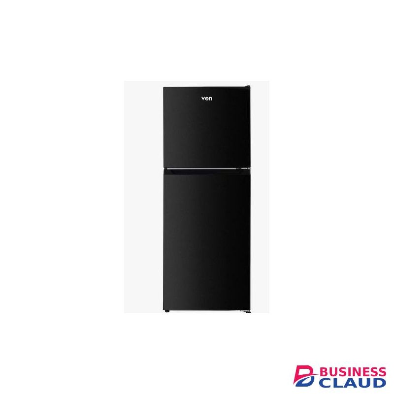 VON 181L No Frost Refrigerator Double Door Top Mounted Freezer Energy Saving Twist Ice Tray Dark INOX